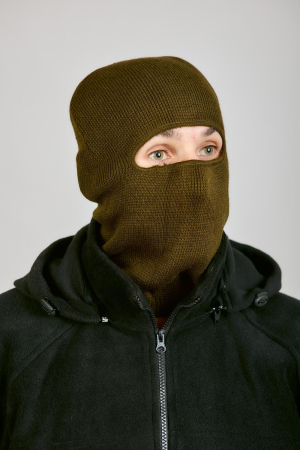 Маска Лыжник (1 отверстие), оливковый, пан, шерсть - интернет магазин Полигон