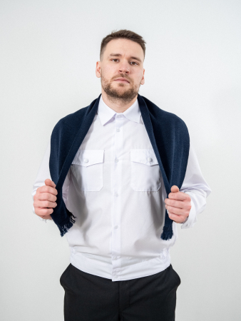 Шарф, синий, пан, шерсть - интернет магазин Полигон