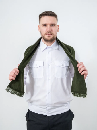 Шарф, оливковый, пан, шерсть - интернет магазин Полигон