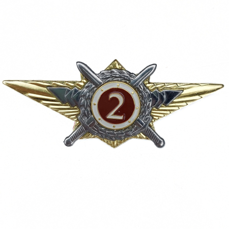 Значок Росгвардии 2 класс, серебристый, золотой, металл - интернет магазин Полигон