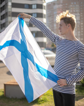 Флаг Андреевский, белый, синий 90х135 см - интернет магазин Полигон