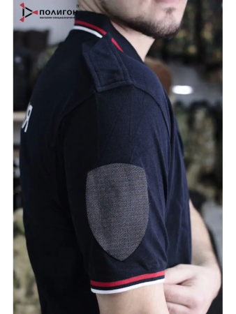 Поло Полиция, короткий рукав, с фальшпогонами, цвет черный, хлопок - интернет магазин Полигон