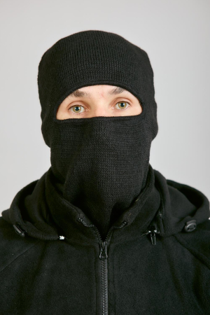 Маска Лыжник (1 отверстие), черный, пан, шерсть - интернет магазин Полигон