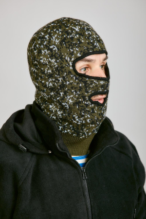 Маска 2 отверстия, зеленый, пан, шерсть - интернет магазин Полигон