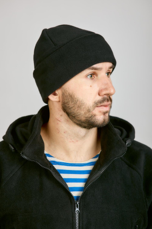 Шапка двухслойная, черный, флис - интернет магазин Полигон