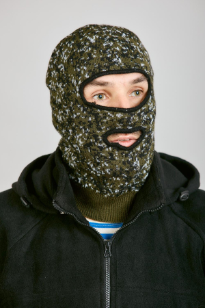 Маска 2 отверстия, зеленый, пан, шерсть - интернет магазин Полигон