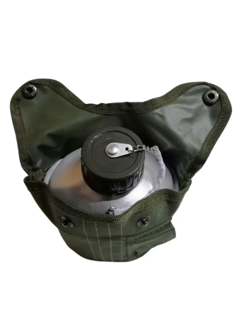 Фляга с котелком в чехле, оливковый, алюминий - интернет магазин Полигон