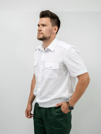 Рубашка РЖД, мужская, короткий рукав, цвет белый - интернет магазин Полигон